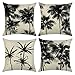 Epinki Zestaw 4 poszewek na poduszkę, 50 x 50 cm, ozdobna poszewka na poduszkę z motywem orzecha kokosowego, miękka, wygodna, kwadratowa poszewka na poduszkę do salonu, beżowo-czarna, zestaw 2 (bez wypełnienia poduszki)