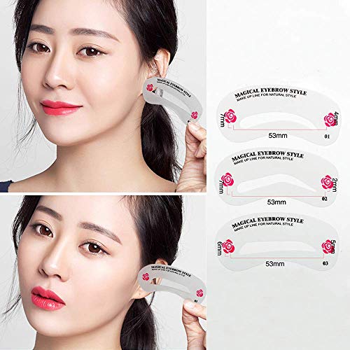 24 PCS Eyebrow Shaping Stencils, Kalolary Eyebrow Grooming Stencil Kit Shaping Templates DIY Tools for Eyebrows Shaping - Image 5