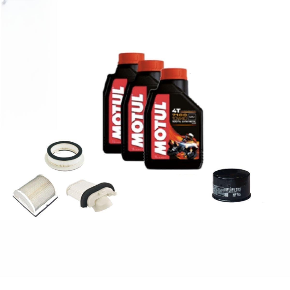 Kit de mantenimiento para Yamaha T-Max 500: aceite Motul 7100 10W40 y filtros 2004, 2005, 2006, 2007