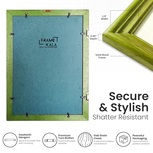 Image of Handcrafted A3 Wooden Rectangular Photo Frame, A3 (29.7 x 42 cm) Display for Artworks, and Photos of Your Loved Ones, Large Picture Frame Best for Home, Office, and Wall Decoration, Green