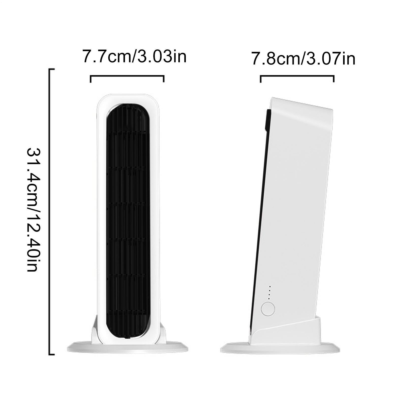 Ventilatore Torre Silenzioso Senza Lama Ricaricabile USB Oscillante | Ventilatore Torre USB-C Ricarica Rapida Uso Continuo Casa Camera Cucina Appartamento Lavoro Dormitorio Studio