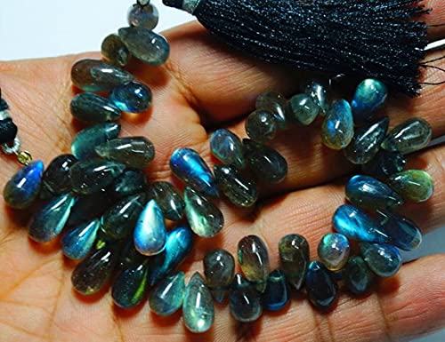 Labradorite bleue briolette de haute qualité en fil de 20cm pour création de bijoux raffinés