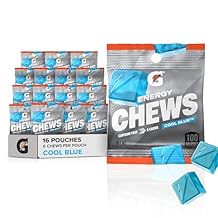 Gatorade Energy Chews, Cool Blue, Caffeine Free, B12, 1.06 oz - 100 Calorie Pouches, 16 Pack