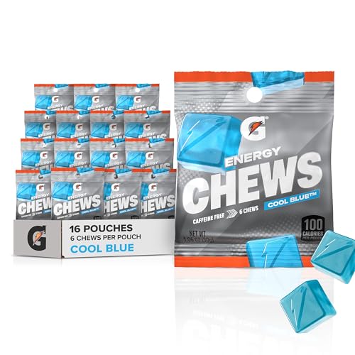 Gatorade Energy Chews Cool Blue Caffeine Free B12 1.06 oz - 100 Calorie Pouches (16 Pack)