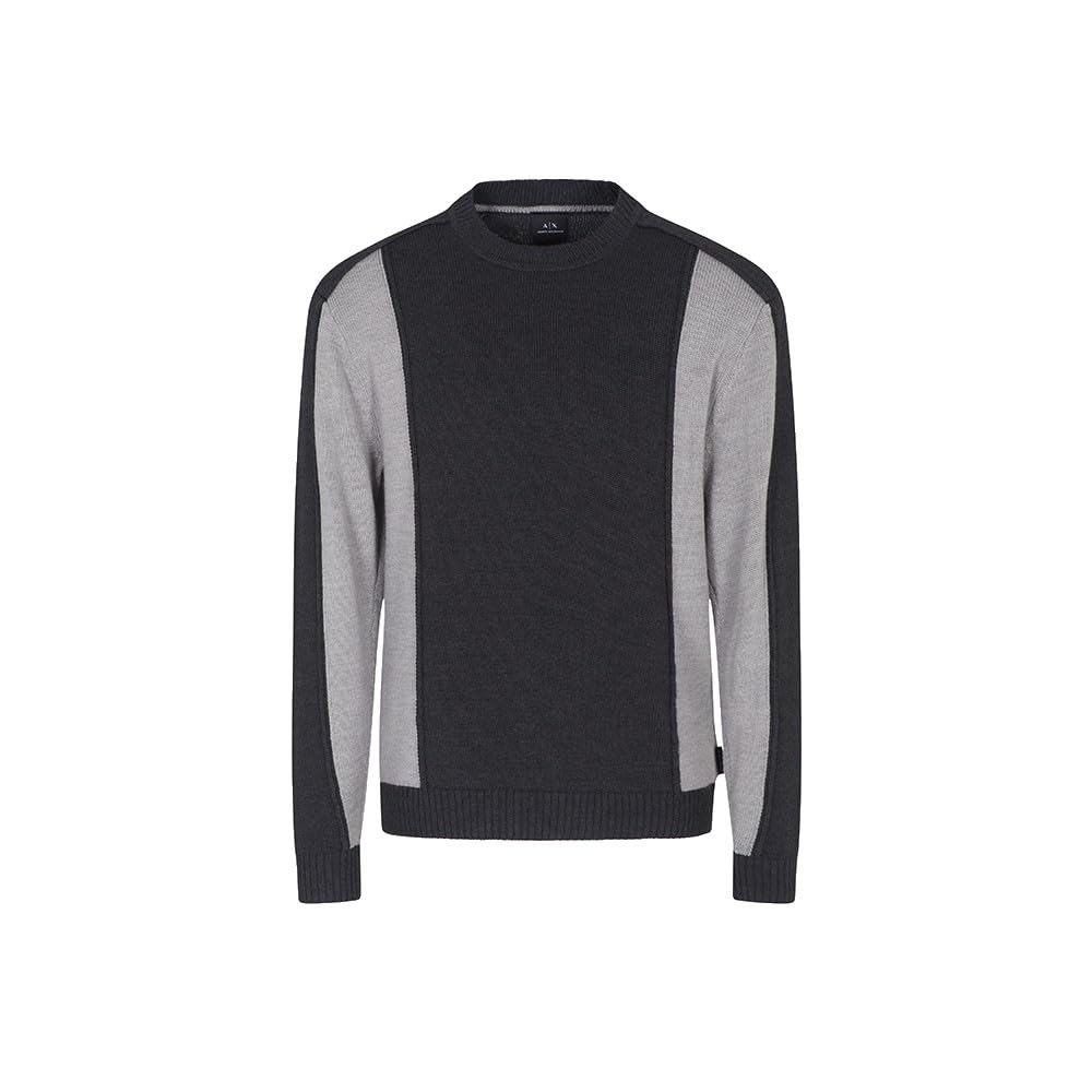 Pull col rond Armani Exchange homme gris anthracite en taille L - 2