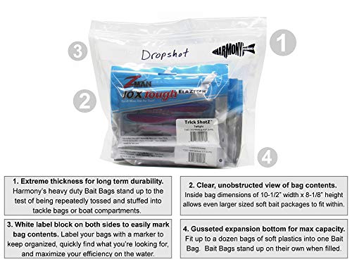 Harmony Fishing Fundas para señuelos (paquete de 10) - Bolsas transparentes duraderas para almacenamiento de cebos blandos, señuelos, aparejos y accesorios de pesca miniatura 3