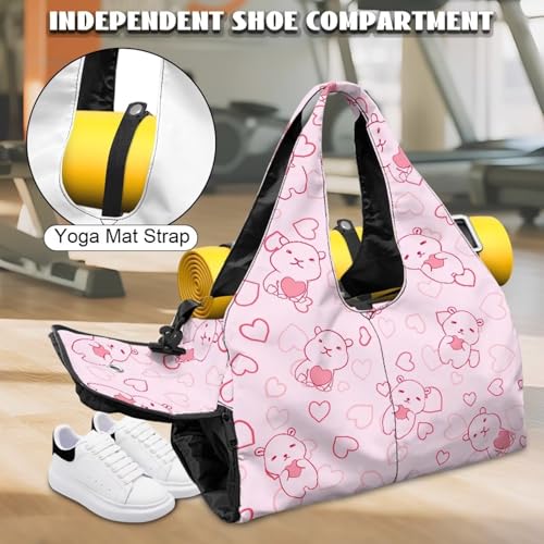 Yoga Mat Bag With Shoe Compartment Multi Gym Totebag Day Bag With Mat Strap 6 Pocket for Pilates Workout4
