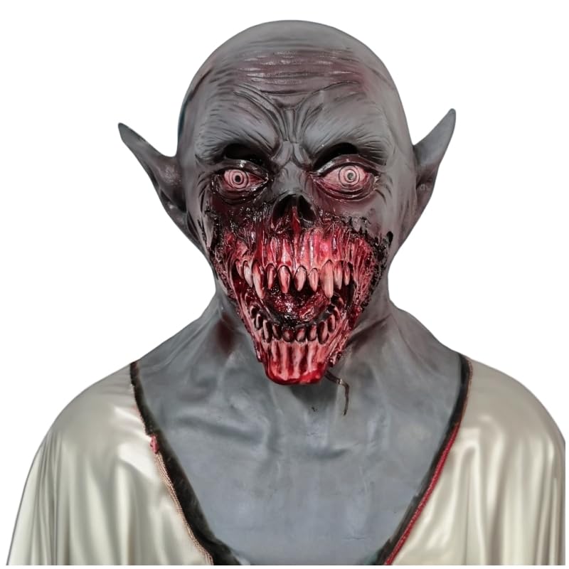 Horror Vampire Zombie Mask with Fake Blood,Halloween Scary Party Demon Monster Latex Masks Creepy Dress up Costume Helmet Props for Adults