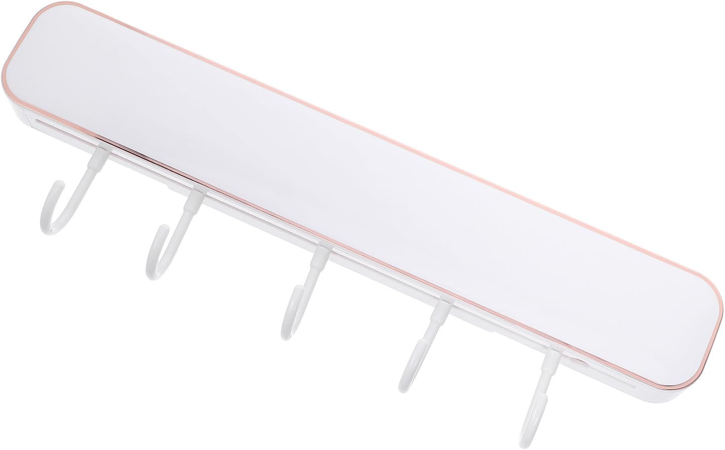 PRETYZOOM Wall Mount Kitchen Utensil Rack with 5 Hooks White Plastic