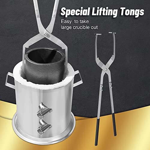 Smelter 0--66Lbs/30Kgs Gas/Propane Metal Melting Furnace Kit, Double Burners, Up To 1800°C/3872°F, Crucible, Gloves, Goggles, Tong, Smelt Gold, Silver, Alu, Copper, Jewelry Casting Tool (30Kgs) #TOP3