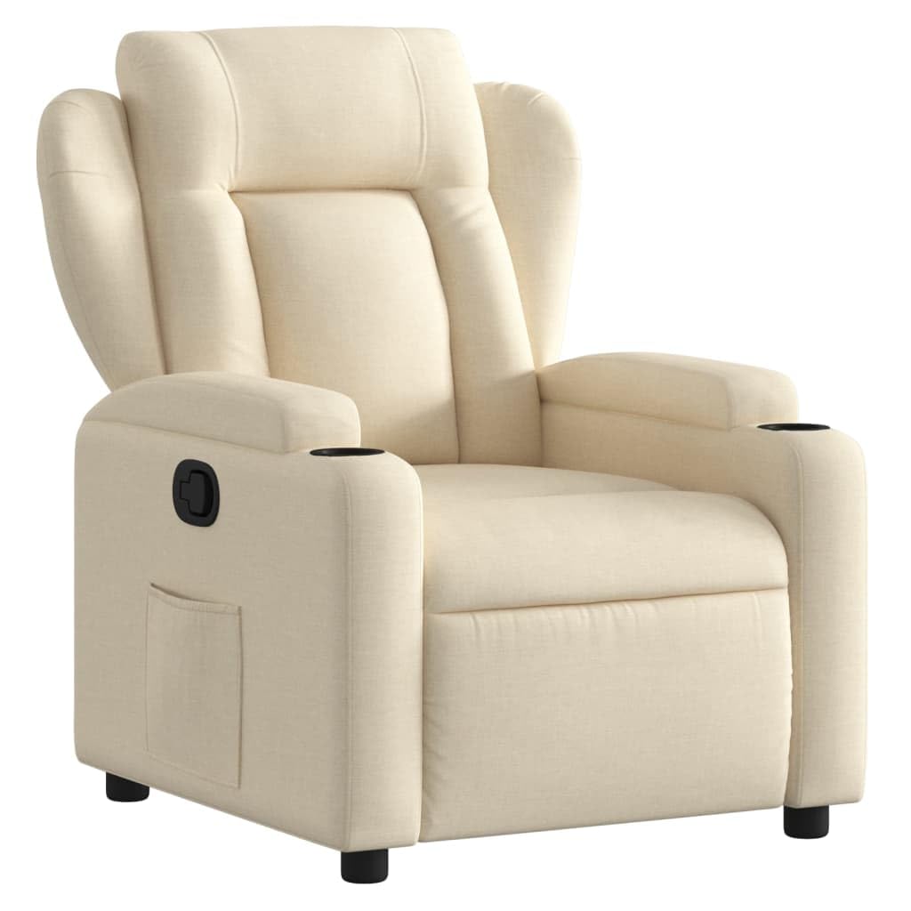 vidaXL Poltrona reclinabile in tessuto color crema