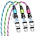 AUFU LED Magnetisches Ladekabel, 3 Stück [1m 1m 2m], Sichtbar Bunt Aufleuchtendes Magnetkabel, Fließendes Magnet Ladekabel Datenkabel für Huawei Samsung Xiaomi Sony LG - Blau Grün Rosa…