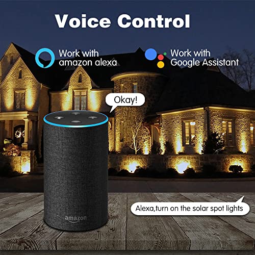 Zwoafol Solar Powered Spot Lights Outdoor Color Changing,Compatible With Alexa,Solar Landscape Spotlights Smart Rgb Lights,Bluetooth App Control Waterproof Auto On Tree House #TOP1