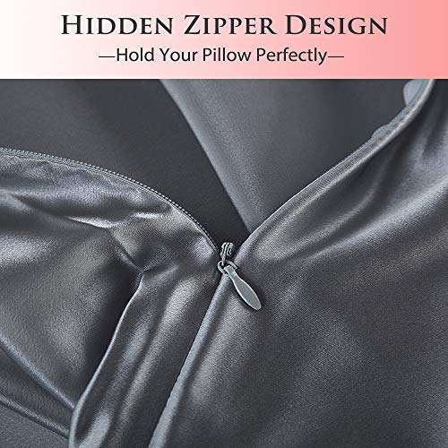 Ravmix 100% Pure Natural Silk Pillowcase for Hair and Skin with Hidden Zipper Standard Size 21 Momme 600TC Hypoallergenic Soft Breathable Both Sides Silk, 20×26inches, 1PCS, Space Gray