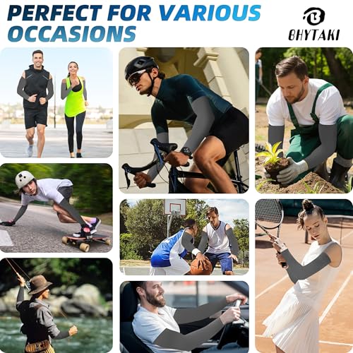 Image of BHYTAKI UV Sun Protection Arm Sleeves, UPF 50 Sports Cooling Arm Compression Sleeves for Men Women Teenager