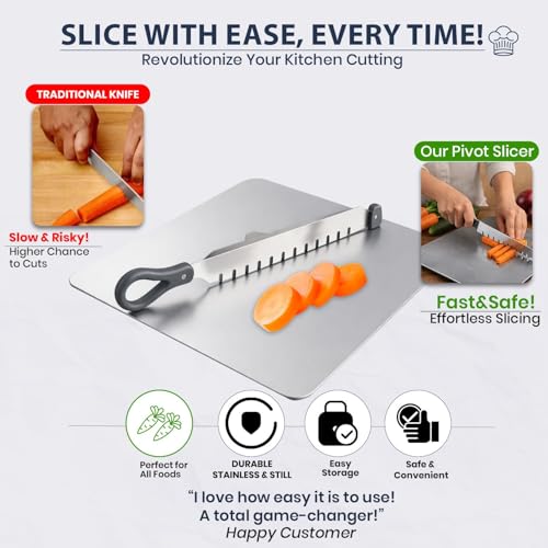 Image of SR 304 Stainless Steel Chopping Board with Knife for Kitchen | 2 in 1 Chopping Board for Cutting Vegetables, Meat | SS Choping Board with Knife Set | Cutting & Choping Board | Kitchen Tools(25x35)