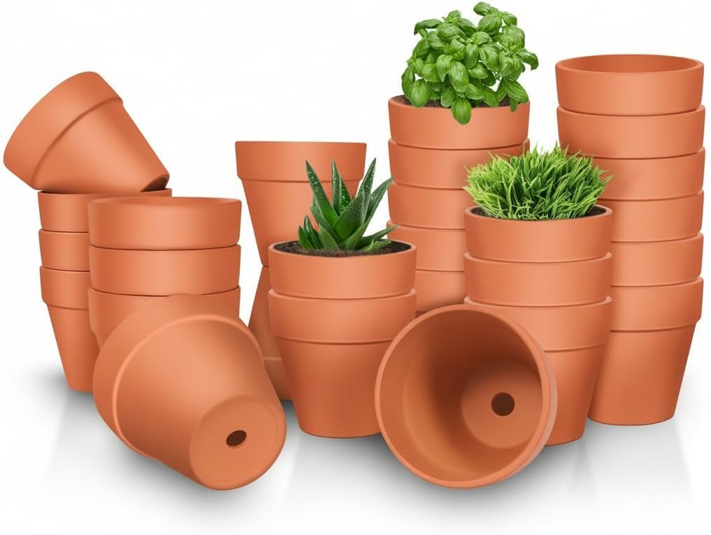 3 inch Terracotta Clay Pots, 26 Pack Clay Flower Pots with Drainage, Flower Garden, Terracotta Pots for Indoor Outdoor Plant, Crafts, Wedding Favor