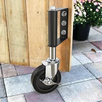 360° zwenkwielen Gate zwenkwielen poortwiel meubelwielen transportwielen hek-hardware, veerbelaste schokdemper intrekbare 60 mm, duurzaam, voor hout of metalen poorten (3 in, nylon