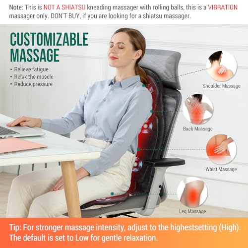 Image of Snailax Vibration Massage Seat Cushion with Heat, 6 Vibration Motors, 6 Massage Modes, Heated Massage Chair Pad for Office Chair, Home Recliner & Desk Chair, Back & Seat Massager with Remote