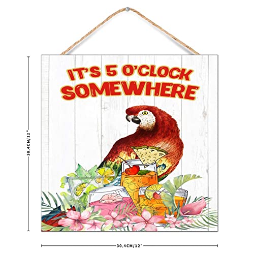 Panneau mural en bois fleurs rustiques et feuilles flamant rose 30cm - 4