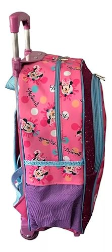 Kit Mochila Escolar Minnie Chiclete Rodinhas G Menina Infantil