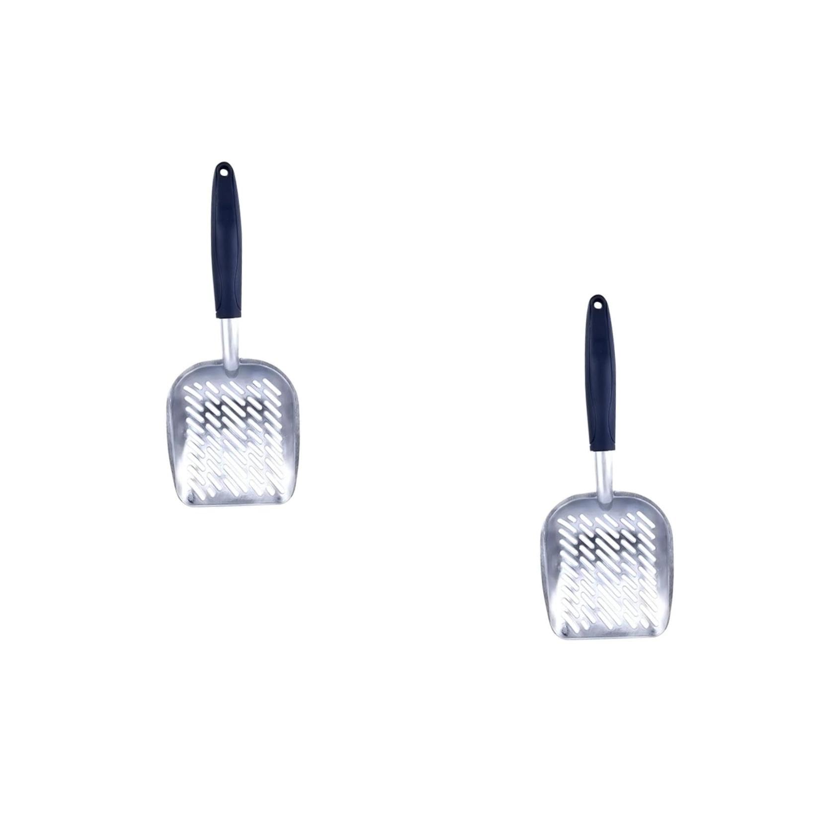 Happyyami 2pezzi Raccoglitore per Lettiera Inox Strumento per La Pulizia della Lettiera per Gatti e Piccoli Animali Domestici Design Ergonomico con Superficie Ampia per Pulizia Profondo