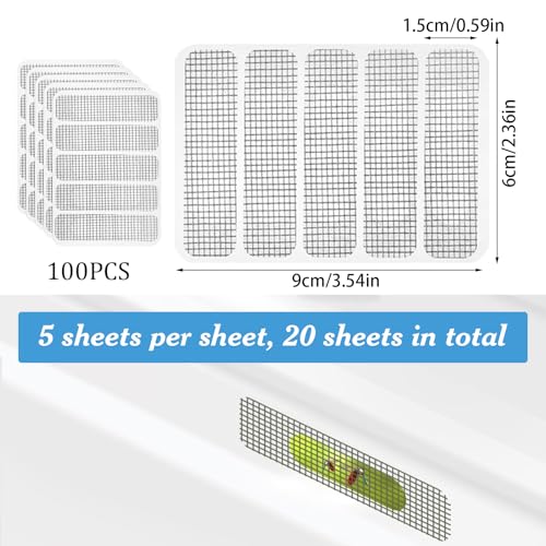 ZYEKIU 100 Stück Fliegengitter Reparatur Set Selbstklebend Fliegengitter Reparatur Klebeband Insektennetz, Insektenschutz Fenster für Fenster Tür Insektenschutz Moskitonetz (Grau)