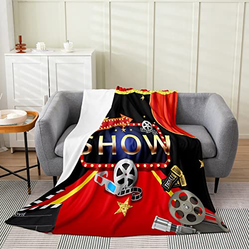 Cinema Poster Design All Season,Bed Blanket Happy Movie Time Plush Throw Blanket, for Kids Boys Girls Cinema Movie Theater Flannel Fleece Blanket Ultra Soft Decor Home Decor Baby 30"x40"