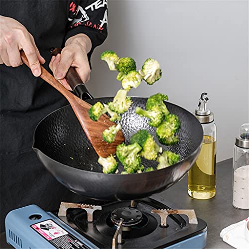 Wok de hierro chino artesanal 32 cm sin recubrimiento miniatura 2