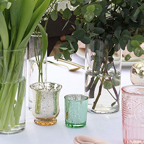 Just Artifacts Mercury Glass Hurricane Votive Candle Holder 3.5-Inch (12pcs, Speckled Gold) - Mercury Glass Votive Tealight Candle Holders for Weddings, Parties and Home Décor - Thumbnail 6