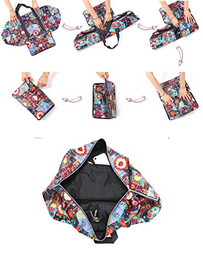 Large Foldable Travel Duffel Bag, Sports Tote Gym Bag For Women with Trolley Sleeve Weekender Overnight Carry On Checked Luggage Bag Hospital Bag Tote Shoulder Handbag Bag