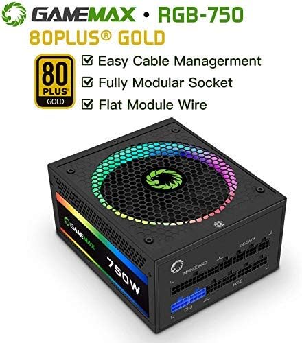Power Supply 750W Fully Modular 80+ Gold Certified with ARGB Light Mode, G750-RGB