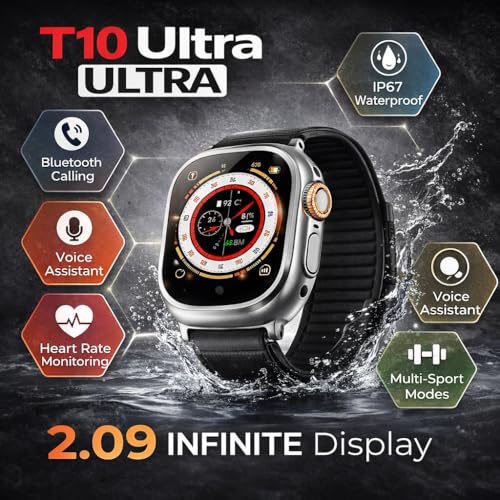 Image of ar T10 Ultra 2.09 inch Infinite Display Smart Watch | Bluetooth Calling Smartwatch | Fitness Tracker with Heart Rate Monitor, Sports Modes & Notifications