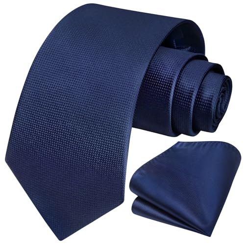 Image of HISDERN Ties for Men Solid Tie Handkerchief Set Classic Woven Silk Business Polka Dot Mens Ties Necktie Wedding Party
