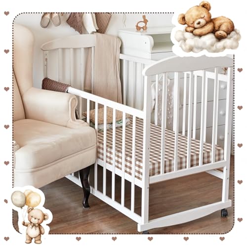 Image of Peryiter 4 Pack Crib Sheets for Baby Brown Bear Baby Bed Sheet Set 52'' x 28 inch Soft Nursery Crib Sheets for Standard Bed Toddler Mattress Nursery Decor Boys Girls Kids