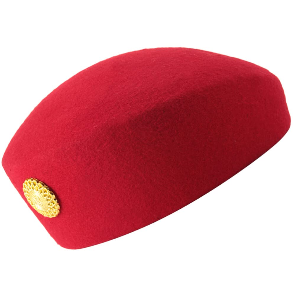 NUOBESTY Red Flight Attendant Hat Stewardess Costume Hat Air Hostess Cap for Performance