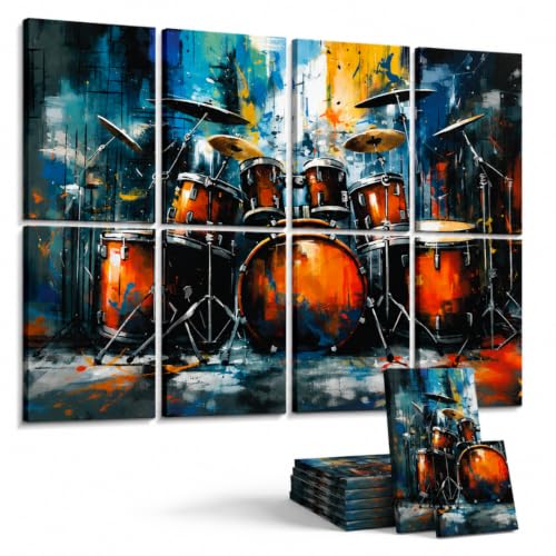 Image of Timber Acoustics Acoustic Art Wall Panels for Music Studio, PET Felt Sound Absorbing & Noise Absorber Panels for Wall, Acoustic Panels for Music Studio, 48 inchx32 inch (Drum Artwork, Set of 8)