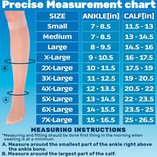 Image of ABSOLUTE SUPPORT - Sheer Compression Socks for Women 20-30mmHg - Knee High Compression Stockings for Circulation during Pregnancy, Sports, Athletic, Travel - Natural, Small - A205NA1