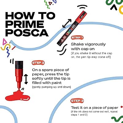 Posca 2 White Acrylic Paint Markers with Reversible Tips 1.8-2.5mm Medium Paint Pens - Perfect for Crafting, Art Projects, More