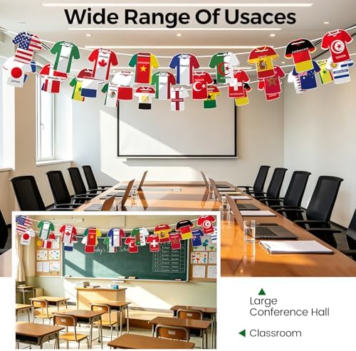 2026 World Soccer Jersey Flag Bunting Banner 49 Pcs - International Country String Flags Garland for Stadium Watch Parties, Sports Bar & Outdoor Celebrations, Fan Merchandise Decoration - 5