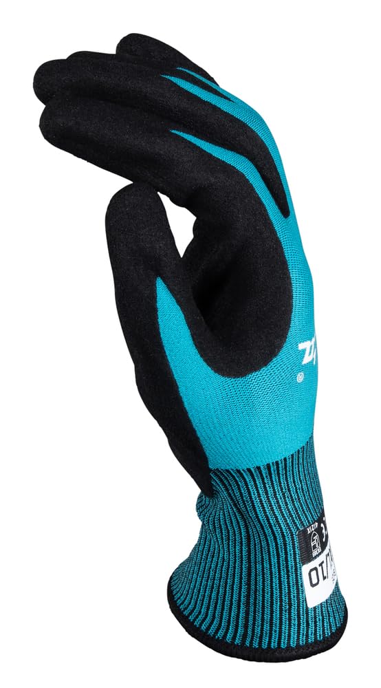 Makita P-84707 Cut Level 1 Nitrile Coated Dipped Gloves, Size X-Large, Blue/Black, Extra Large