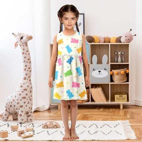 Girls Sleeveless Dress Casual Tank Play Dress Summer Sundress for Toddler Little Girl 2-8 Years2