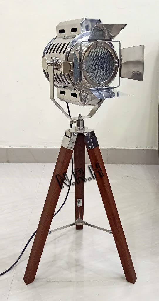Lampada da tavolo moderna treppiede altezza regolabile in legno proiettore cinema - riflettore luce di lettura in piedi per soggiorno camera da letto decorazione ufficio