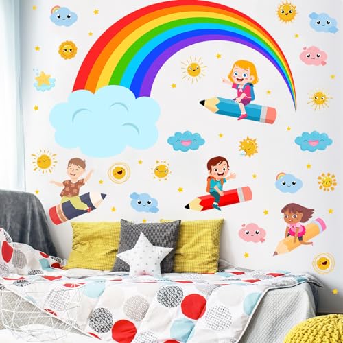Vinilos decorativos infantiles arcoíris sol y nubes 12 piezas miniatura 3