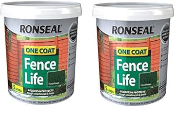 Ronseal 5L One Coat Fence Life Fence Paint Bundle Deal 2 for £22.95-2 x 5L tubs = 10L - Forest Green