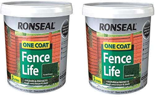Ronseal 5L One Coat Fence Life Fence Paint Bundle Deal 2 for 22.95-2 x 5L tubs = 10L - Forest Green