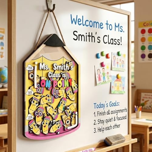 Image of Personalized Pencil Magnetic Reward Jar Potty Training for Kids, Custom Name Teacher Reward System with Colorful Tokens, Good Behavior Management Tools, Back to School Gifts for Boys Girls