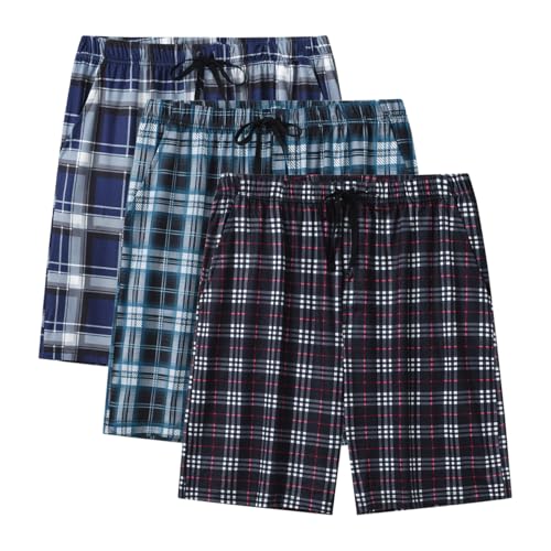 JINSHI Men’s Pajama Shorts Comfortable Lightweight Soft Elastic Drawstring Men Lounge Sleep Shorts with Pockets