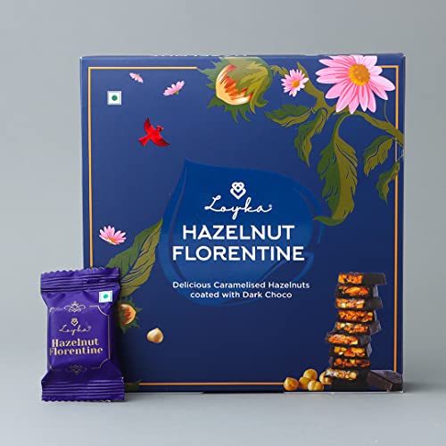 Image of Loyka Hazelnut Florentine Box - 12 pcs | Premium Chocolate Gift Hamper | Choco & Nut Dryfruit Delicacy | Caramalised Hazelnuts coated with Dark Choco | Any-time snack