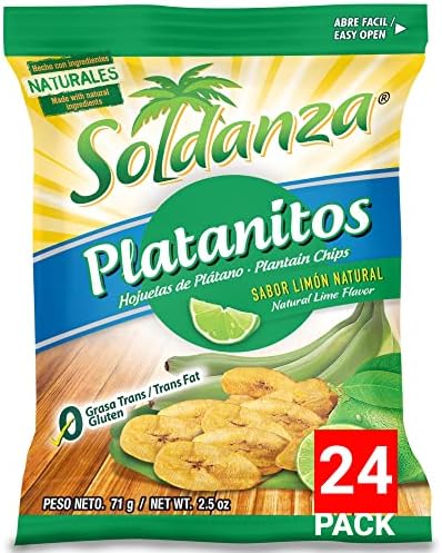 Soldanza Plantain Chips, Lime, 2.5 Ounce (Pack of 24)